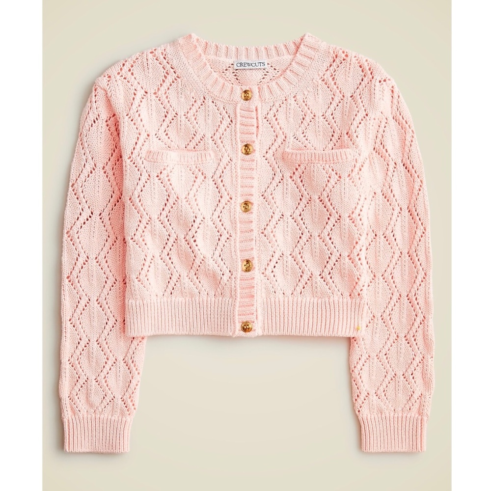 NWT: J crew Girls' pink cardigan sweater in cotton XXL